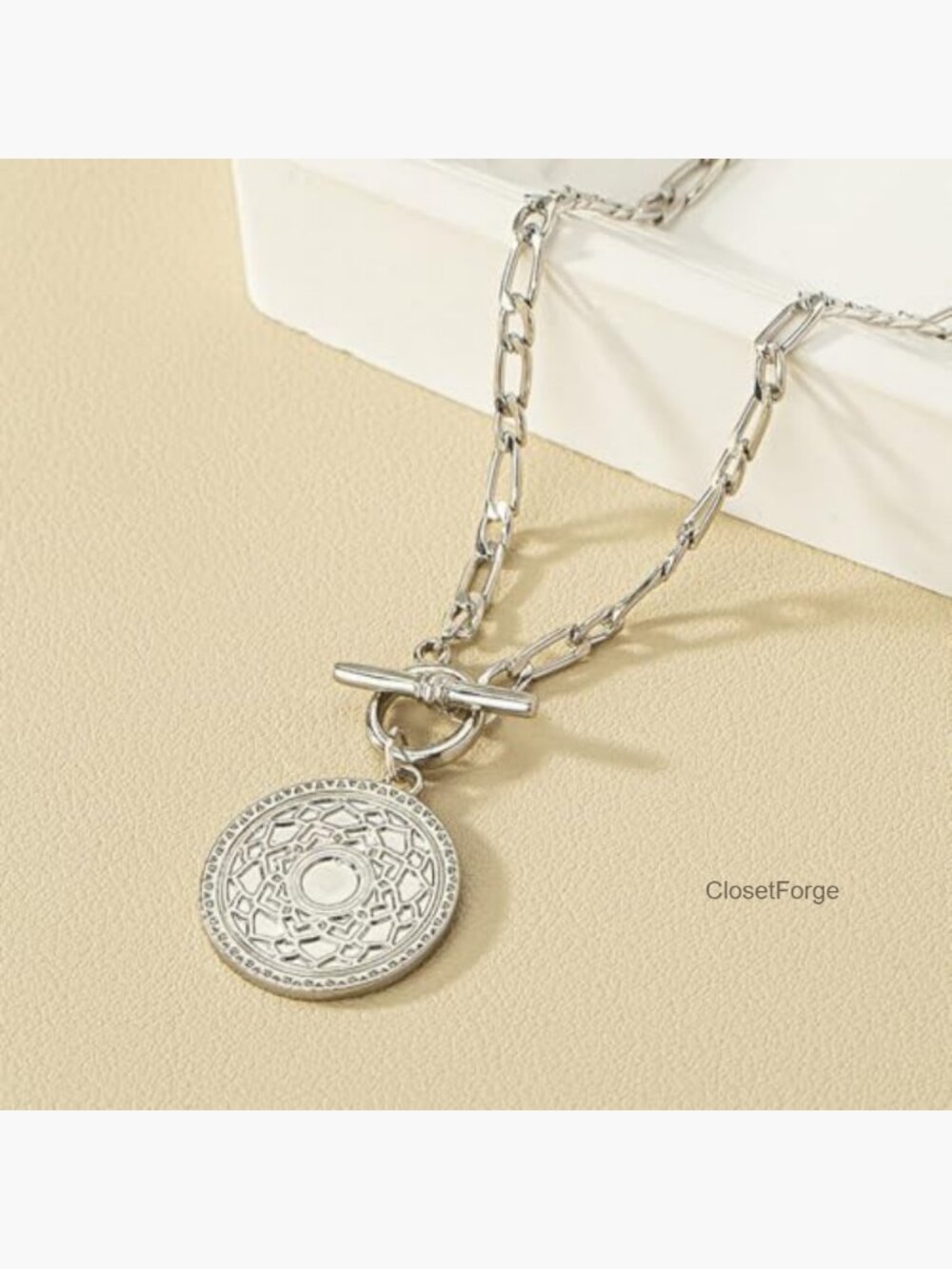 Chunky Gold Coin Necklace Big Medallion Pendant Choker Statement Jewelry - Picture 4 of 6